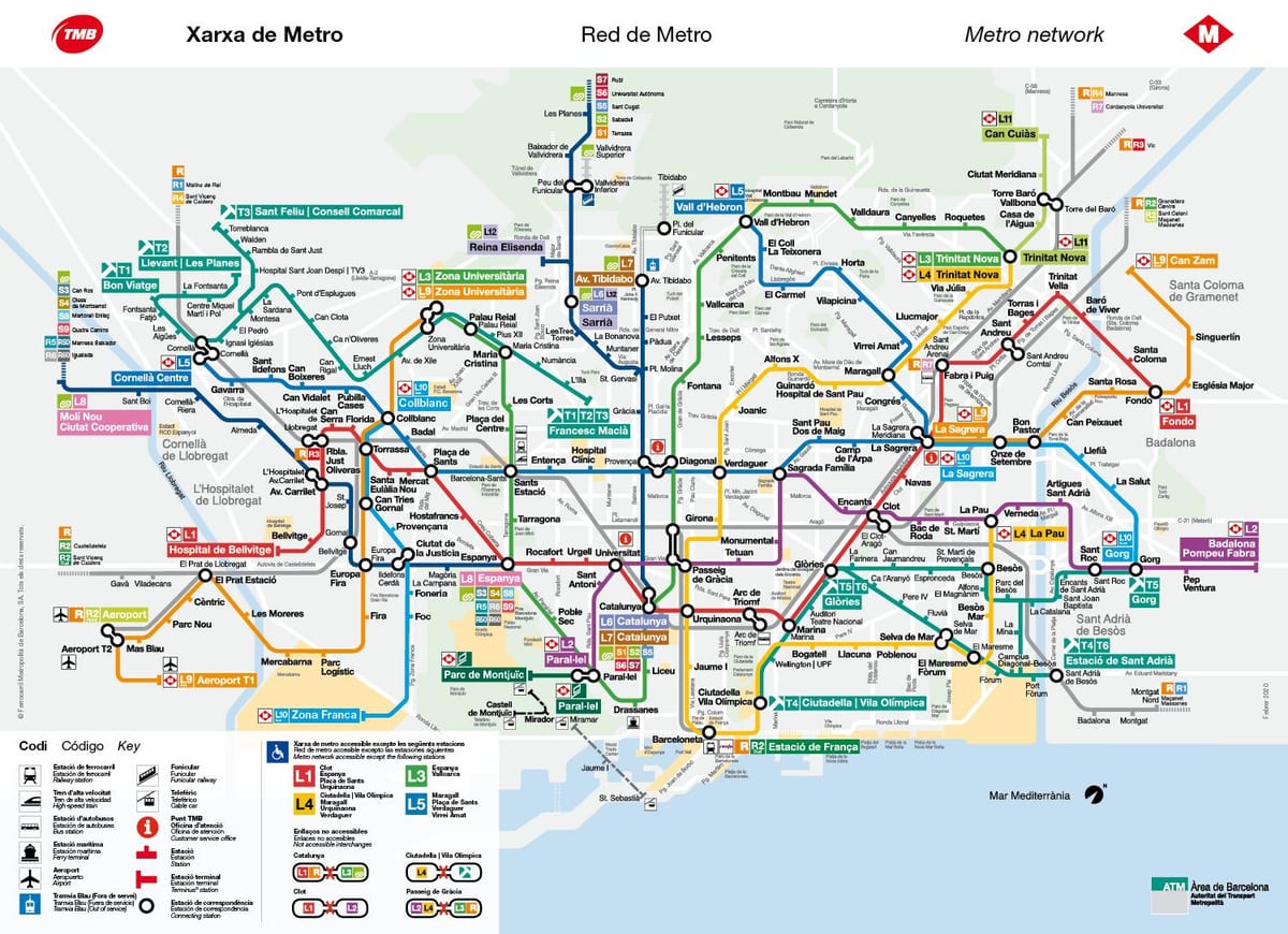 バルセロナはメトロ線地図
