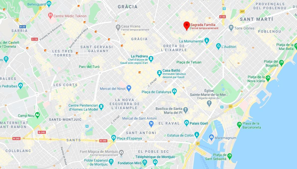 地図のバルセロナ大聖堂