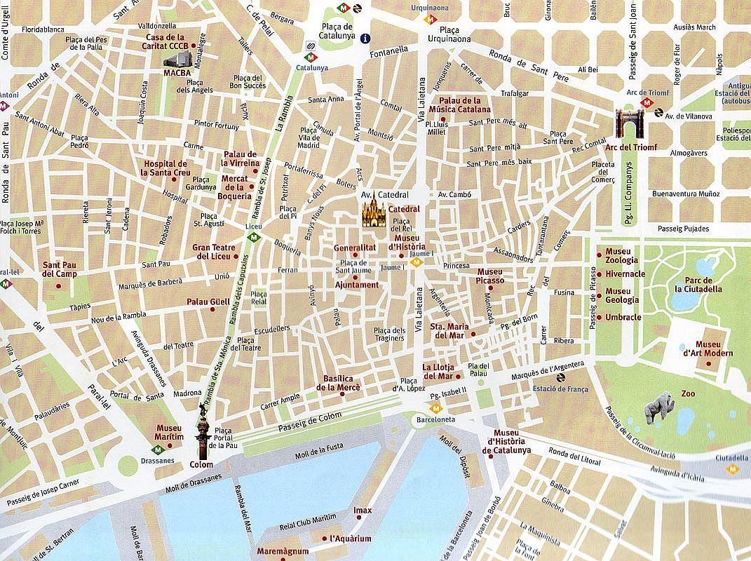 地図バルセロナの旧市街