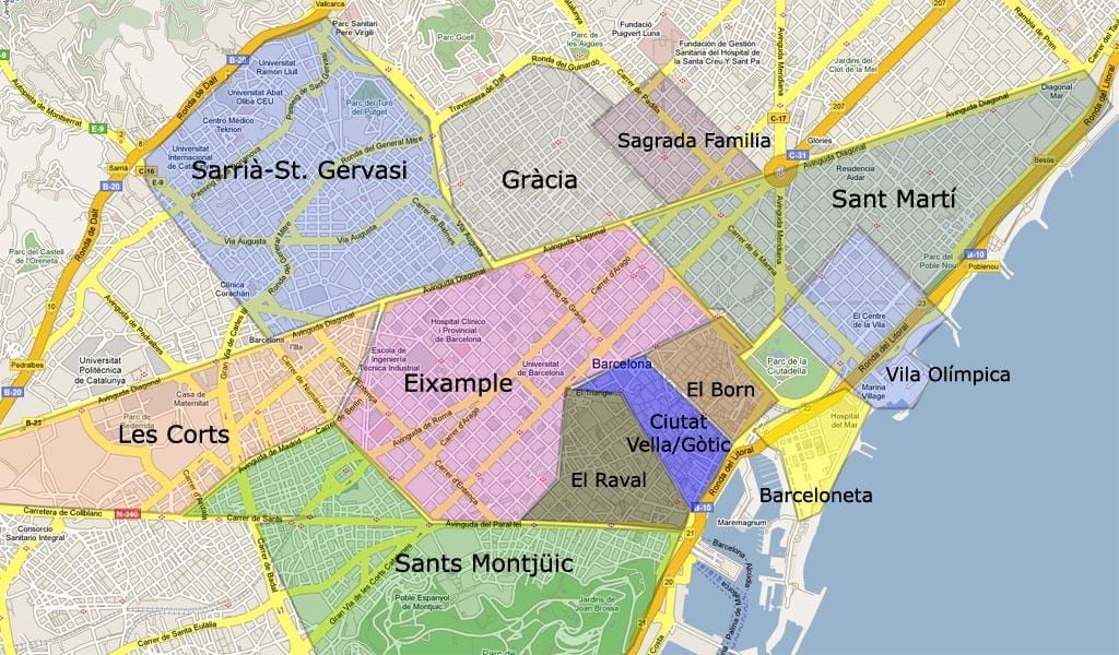 地図のバルセロナ近郊