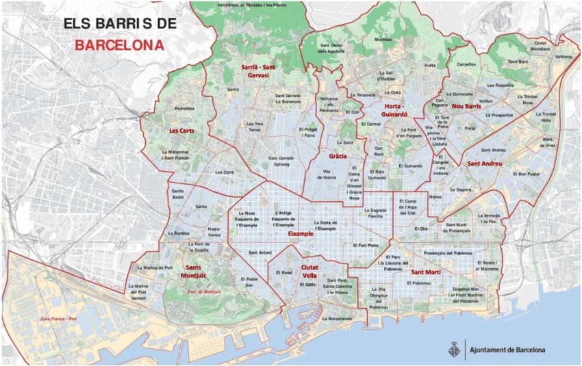 地図の領域はバルセロナ