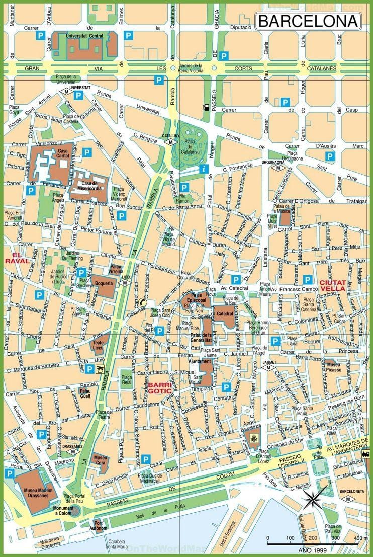 バルセロナの町の地図