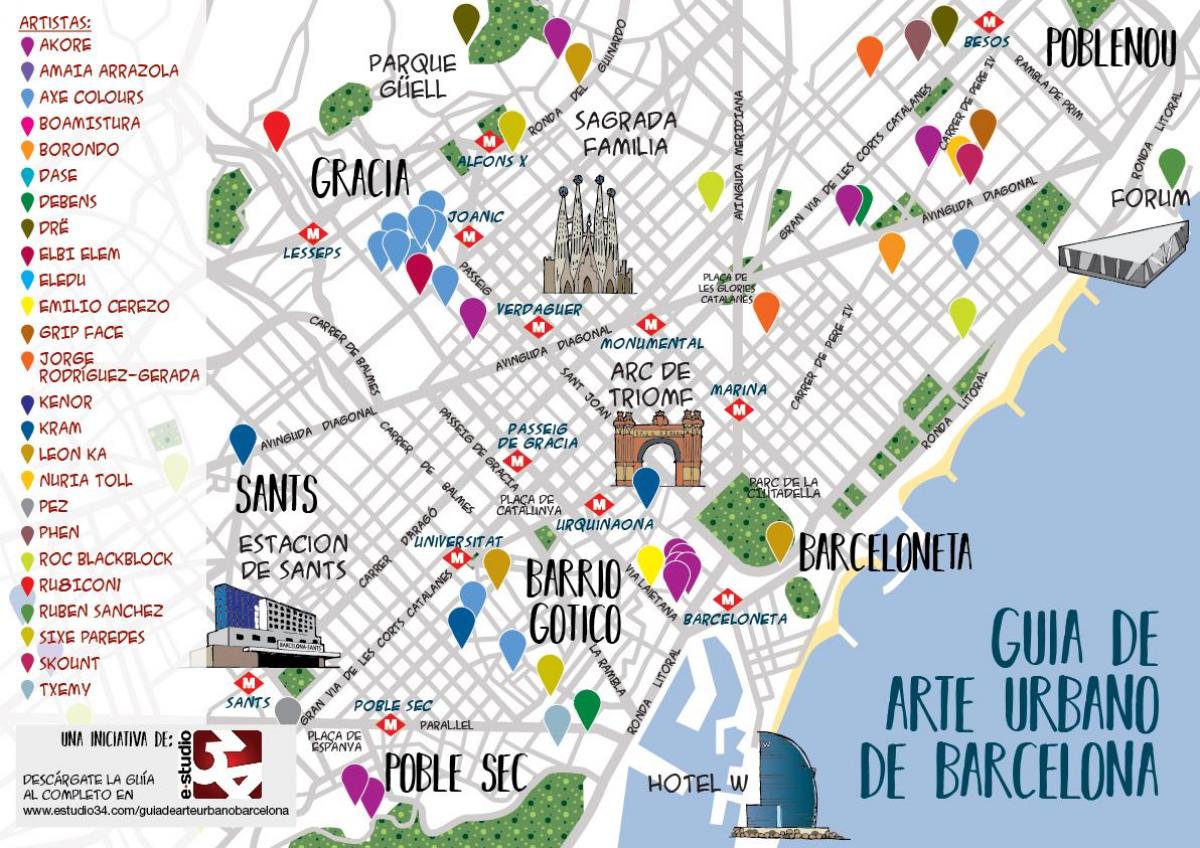 バルセロナのストリートアートの地図