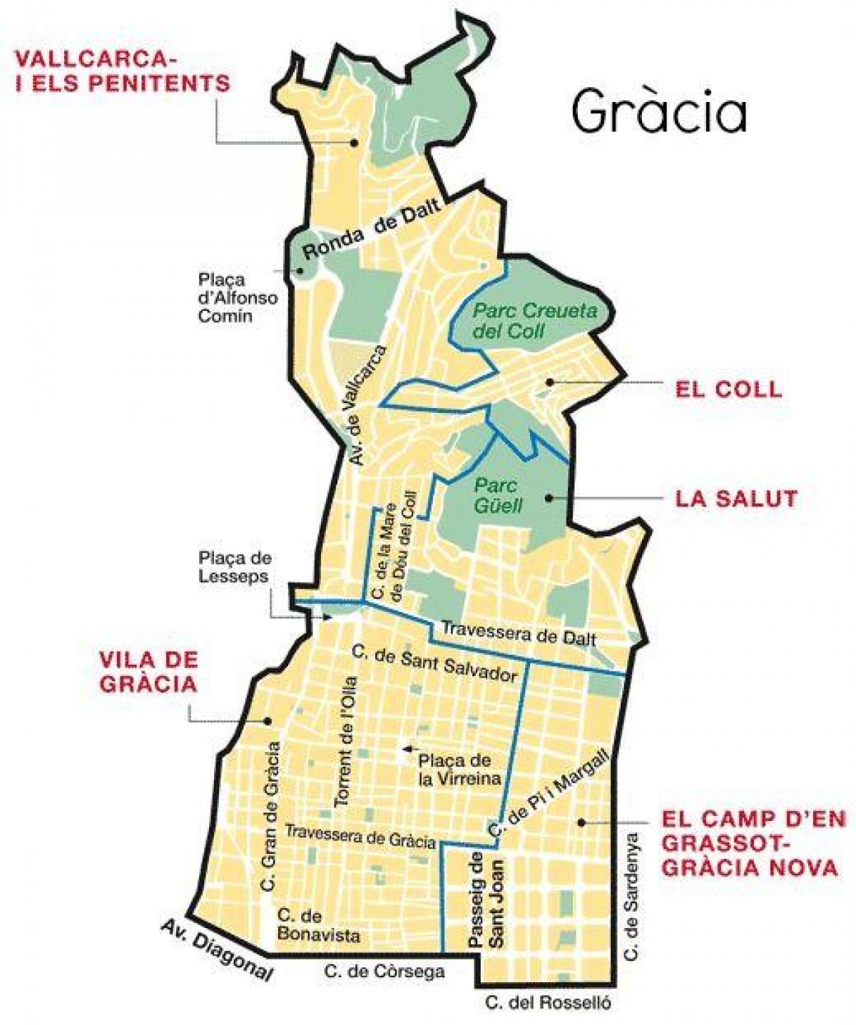 地図のグラシアバルセロナ