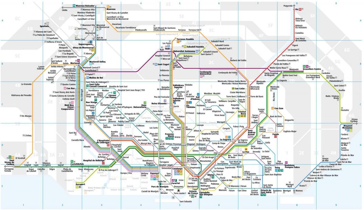 バルセロナ近郊鉄道の地図