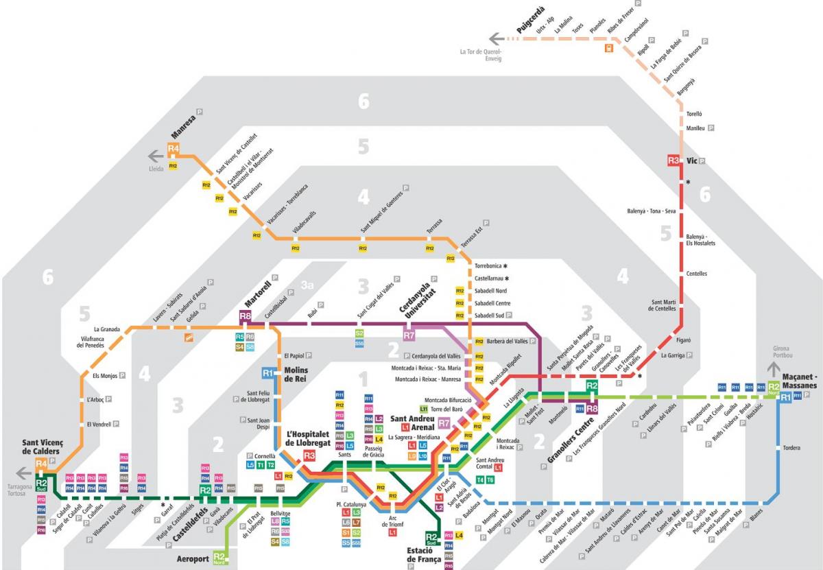 バルセロナ輸送の地図