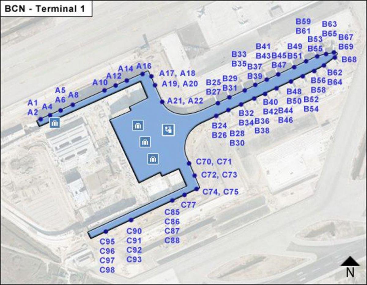 bcn空港第1ターミナルの地図