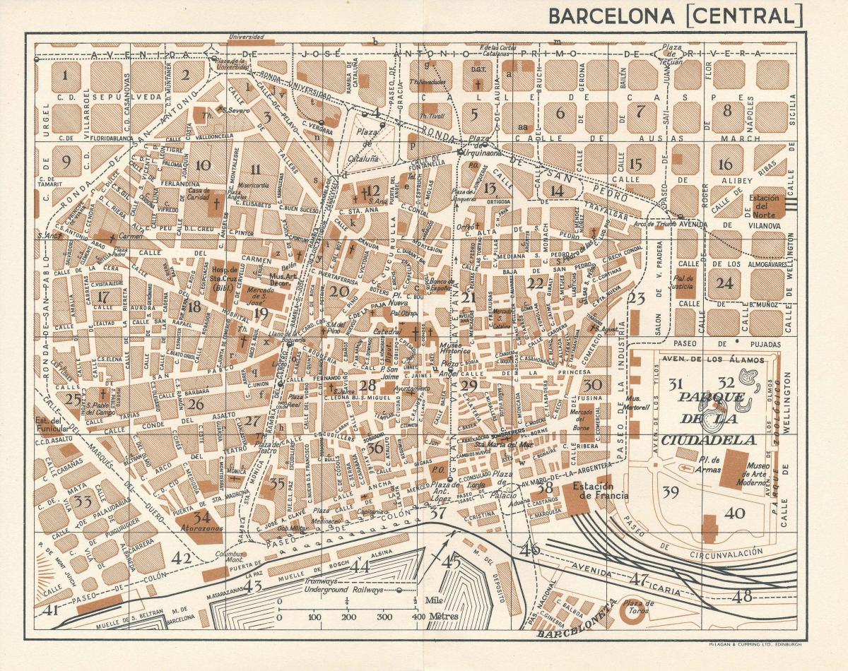 地図のヴィンテージバルセロナ