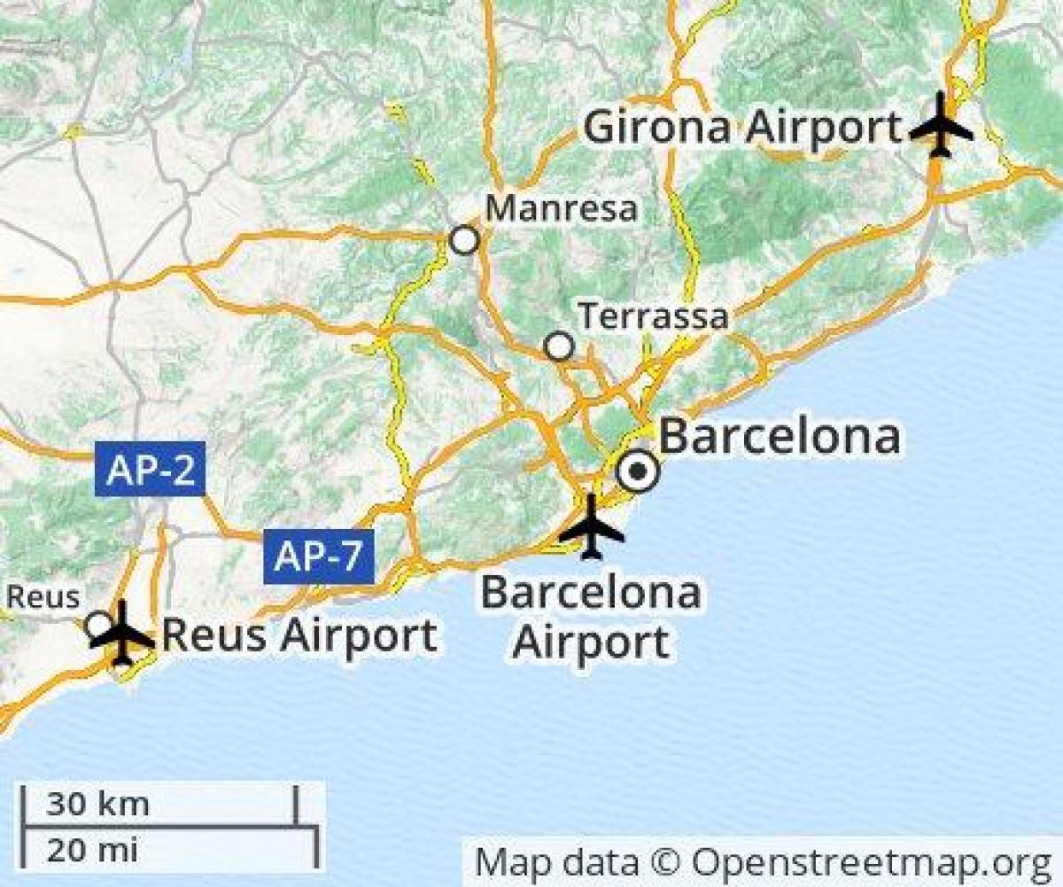 バルセロナ空港の位置地図