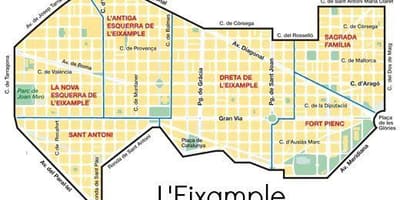 地図バルセロナのエイサンプル地区