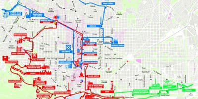 バルセロナの市内ツアーバス-地図