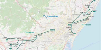 路面電車のバルセロナの地図