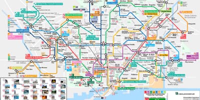 メトロバルセロナの観光名所の地図