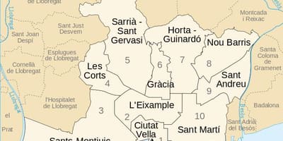 地図のバルセロナスペイン地区
