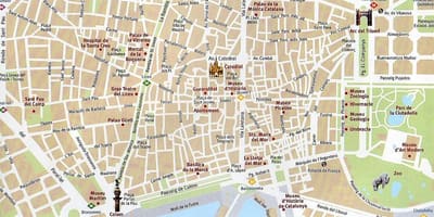 地図バルセロナの旧市街