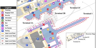 バルセロナ空港地図のターミナル1および2