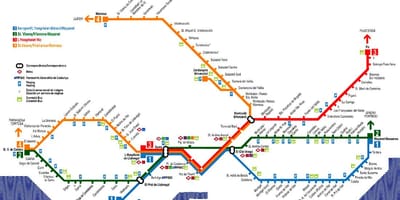 バルセロナ列車を地図から空港