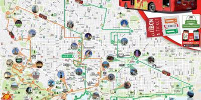 赤バスツアーのバルセロナの地図