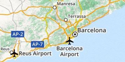 バルセロナ空港の位置地図